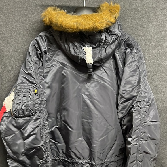 NWT - Alpha Industries Slim Fit N-3B Parka, Steel Blue/ Orange - Size 5XL - Picture 7 of 12